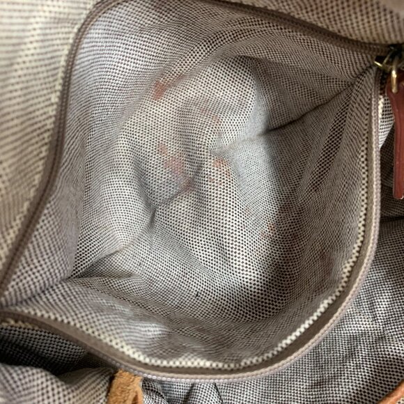 Y2K Dooney Bourke Logo Jacquard Canvas Hobo Shoulder Bag Leather Buckle Strap - Picture 15 of 16